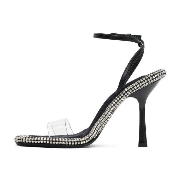 

2023 perfect brand wang dahlia sandals shoes white black women strappy design stiletto heel summer pointed toe party wedding footwear