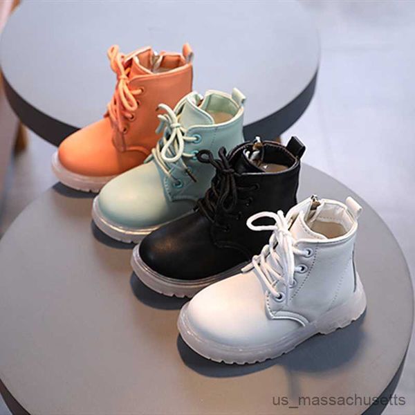 

sneakers new fashion winter children side zipper shoes leather waterproof boots girls boys rubber boots sneakers boots, Black;red