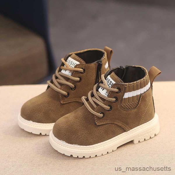 

sneakers children shoes boots winter new thickened boys leather short girls baby shoes bottes, Black;red