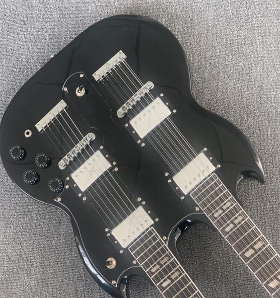 

double neck electric guitar 6 12 strings black customizable4386595