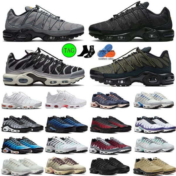 

tn plus toggle utility running shoes for men women 3 terrascape triple black reflective white olive university blue magma orange mens traine