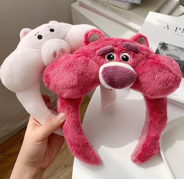 

ins plush squirrel bear rabbit hair sticks cute soft plush hair accessories washing face girl kids lovely accessories, Slivery;white