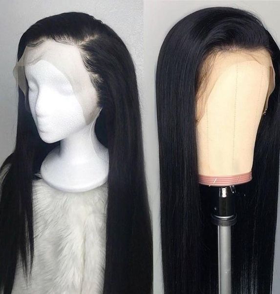 

13x4 lace front human hair wigs peruvian straight lace front wig pre plucked hairline baby hair remy lace frontal wig5493926, Black