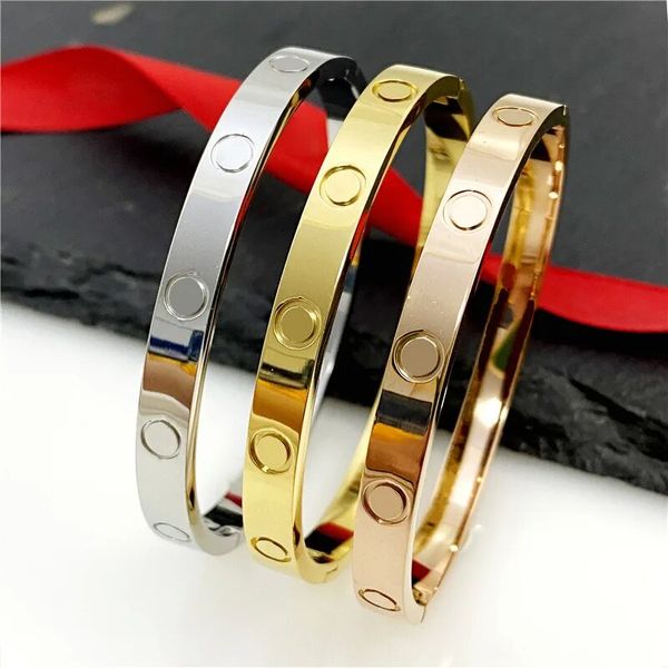 

4mm titanium steel cuff bracelet gold silver and rose woman man luxury bangle couple jewelry lover gift no box, Golden;silver