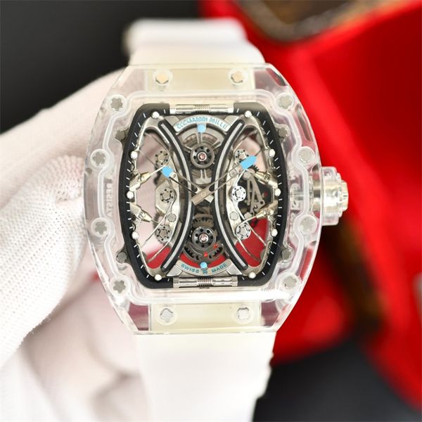 

053-02 luxury classic watch for men designer watchs mens watches 40x50x16mm manual mechanical movement aero titanium case rubber strap wrist, Slivery;brown
