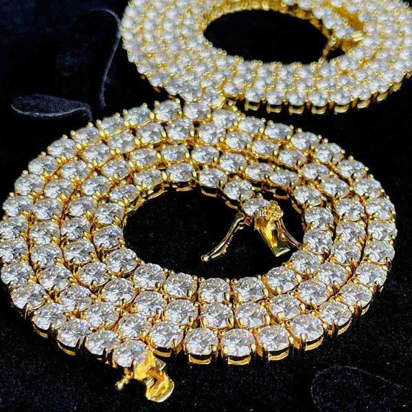 

large stock hip hop jewelry silver 925 chain 3mm to 5mm moissanite vvs tennis chain necklace