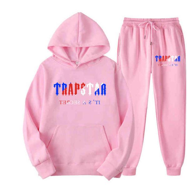 

tracksuit trapstar brand printed sportswear men's t shirts 16 colors warm two pieces set loose hoodie sweatshirt pants jogging24ess, White;black