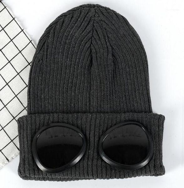 

beanieskull caps 2022 winter women knitted hip hop beanie with goggle decoration female pilot style skull cap hat h36361196, Blue;gray
