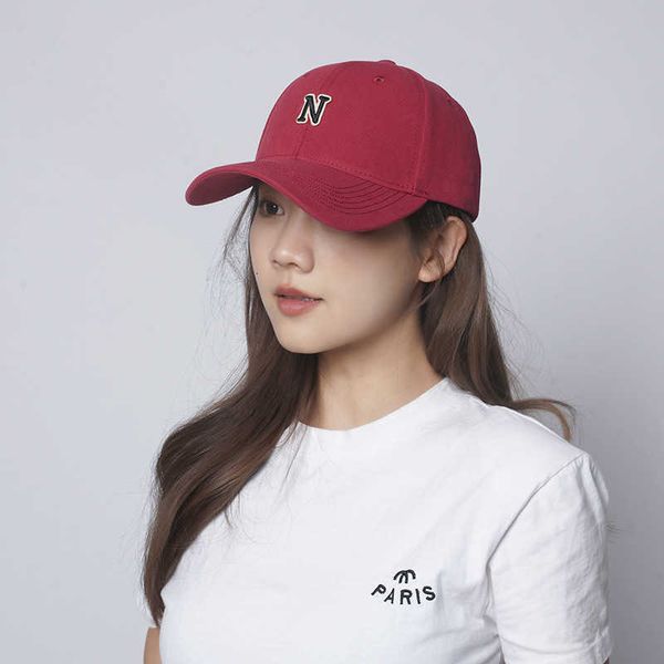

Fashion designer baseball cap luxury Super high quality Female Summer Letter N Korean Versatile Big Head Circumference Sunscreen Hard Top Duck Tongue, Wine