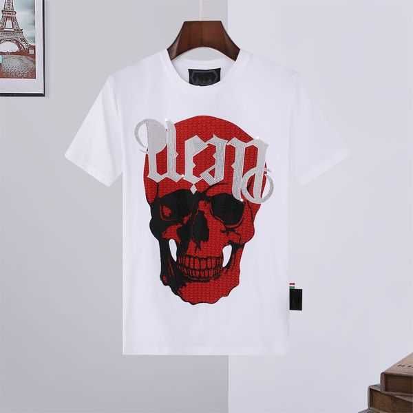 

summer mens womens designer t-shirt polo shirt fashion casual diamond process skull high-end printed round neck pullover short sleeve oversi, White;black
