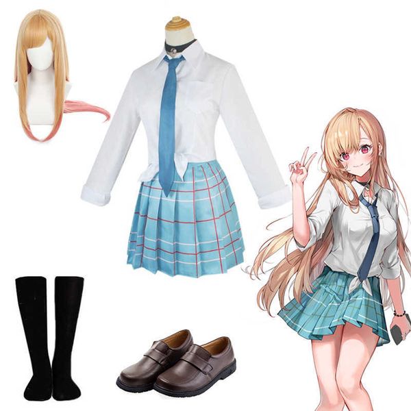 

anime costumes anime my dressup darling marin kitagawa cosplay come women sailor skirt high school uniform jk outfit halloween carnival set, Black