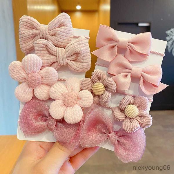 

hair accessories big bow flower elastic hairbands children girls sweet ties fashion headbands rubber band for kid, Slivery;white