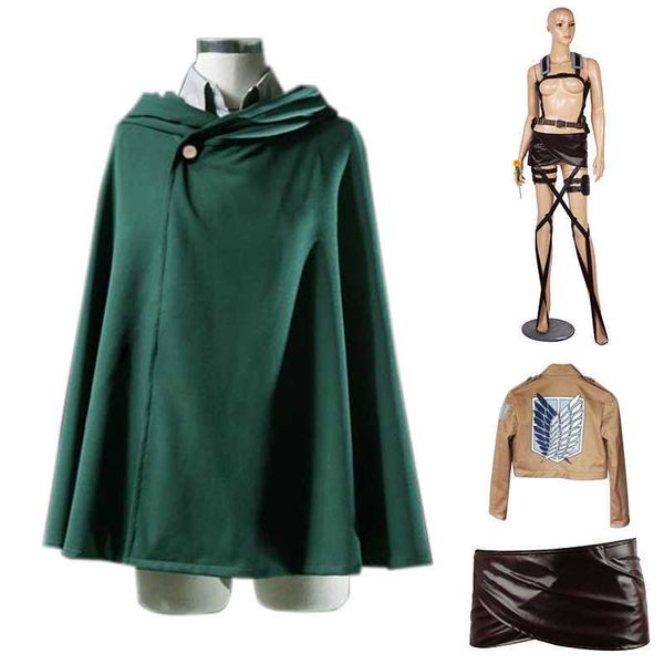 

anime costumes cosplay anime attack on titan shingeki no kyojin cosplay come recon corps harness outfits recon corps belt aot full set wig z, Black