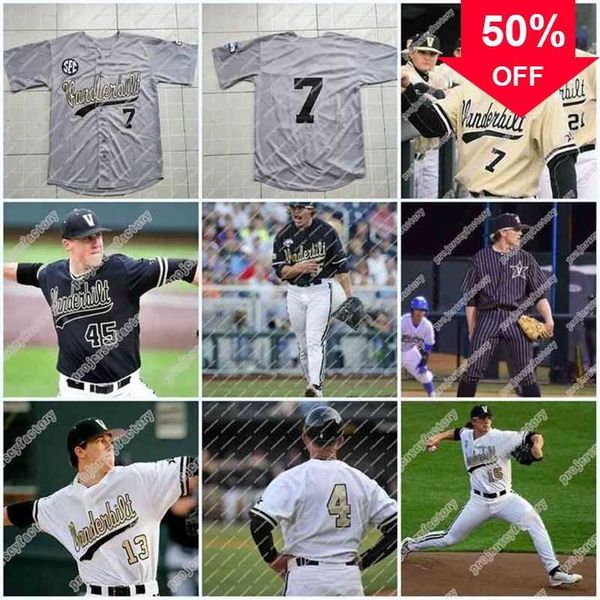

xflsp glac202 stitched vanderbilt commodores performance 51 j.j bleday 3 cooper davis 16 austin martin 7 dansby swanson ncaa college basebal, Black