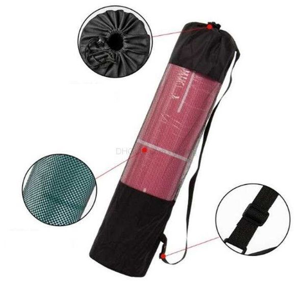 

portable 200pcs adjustable nylon yoga bag 183cm66cm yoga mat bags carrier mesh center yoga backpack black color dhl fedex sh2621664