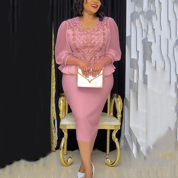 

dresses 2023 autumn winter new office ladies dresses for women elegant diamond beaded high waisted fashion business work dress midi hot, Black;gray