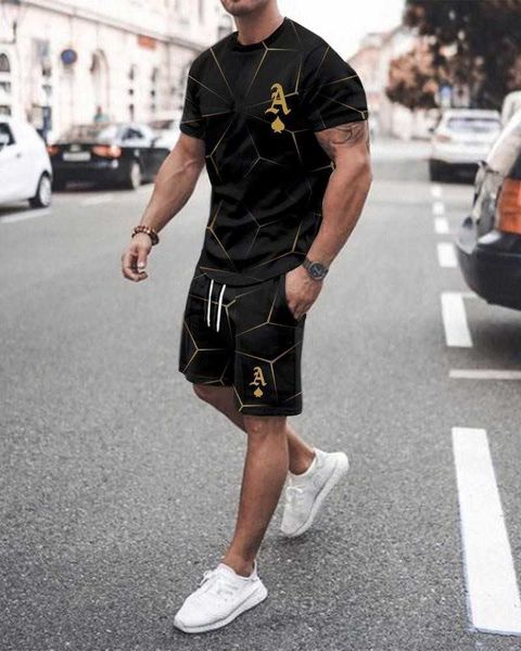

men shorts summer casual new custom sets short sleeve t shirt shorts printing tracksuit set men's brand clothing pieces sets r72z, White;black