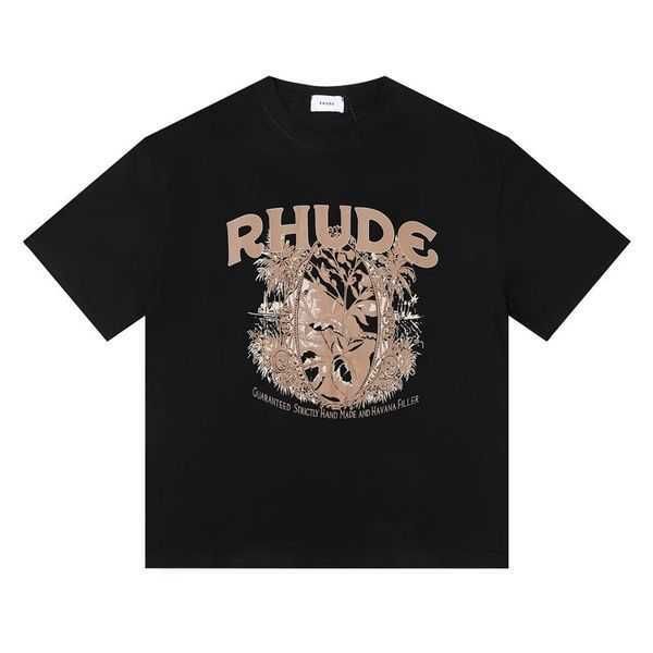 

100%cotton luxury brand rhude shirt fashion t shirt mens designer t shirts men casual short sleeve casual tshirts men's tees us size 16, White;black