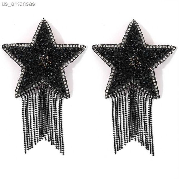 

1 pair rhinestone star nipple stickers women tassel bra nipple cover reusable wear silicone nipple pasties chest stickers l230523