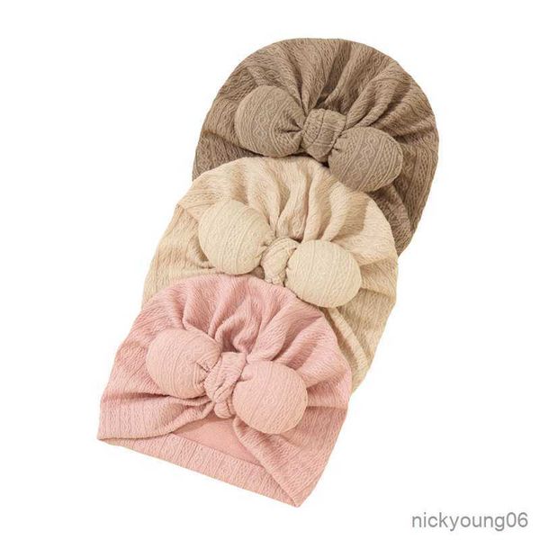 

hair accessories baby beanie with bow solid color jacquard girl turban hat winter spring warm cap, Slivery;white