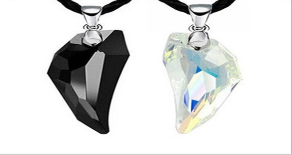 

austrian crystal wolf tooth necklace for men women black white yellow pendants vintage long chain pendant necklaces jewelry9428404, Silver