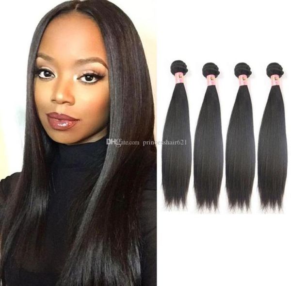 

glamorous hair unprocessed virgin brazilian malaysian peruvian indian straight hair 4 bundles 8quot34quot full cutical soft h3837977, Black