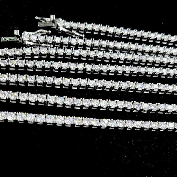 

zuanfa moissanite jewelry 925 sterling silver pass diamond tester 3mm moissanite diamond tennis necklace/bracelet chain