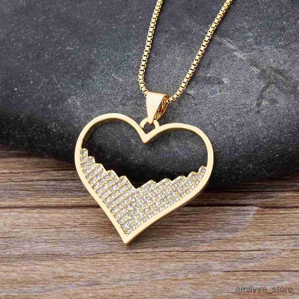 

pendant necklaces luxury fashion cubic heart shape pendant women gold color chain necklace jewelry party gift, Silver