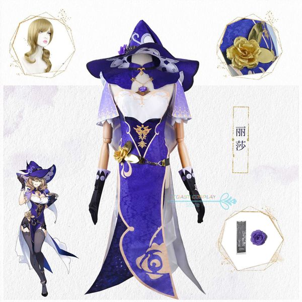 

anime costumes genshin impact rose lisa character outfit anime roleplaying comes mature women cosplay purple clothing anime cosplay z0602, Black