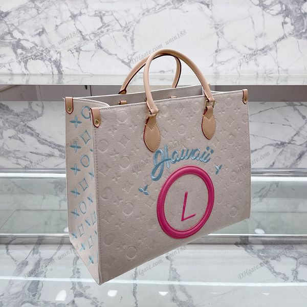 

23ss women luxurys designer totes bags ontehgo leather handbag flowers shouder crossbody ladies handbags flowers with original dust bag orig