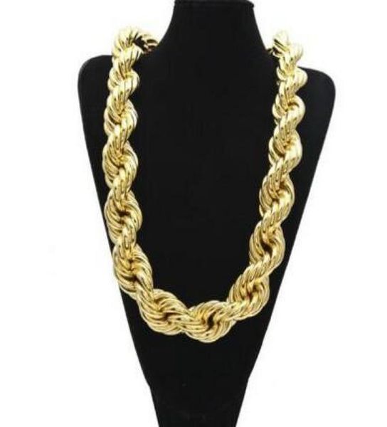 

mens gold plated hip hop necklace copper heavy 3cm extra large rope chain2147764, Silver