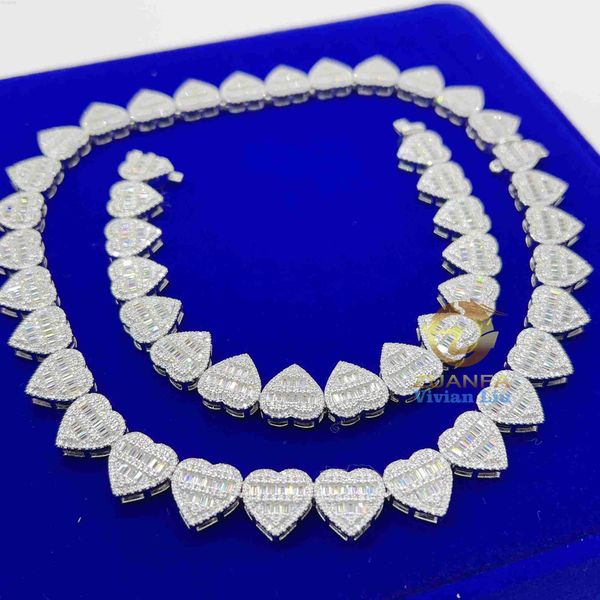

women necklace fine jewelry fashion silver 925 iced out diamond vvs baguette moissanite hip hop chain