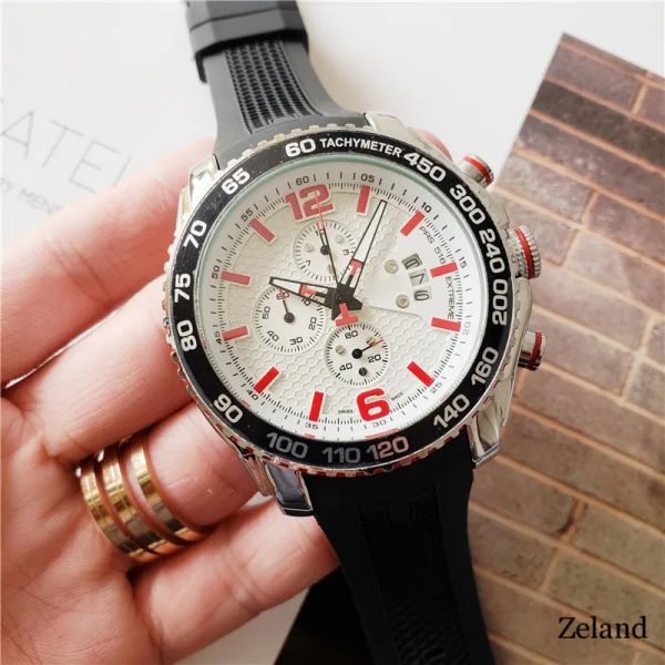 

men's watch battery japanese quartz movement chronograph men's full dial work design watch glow swatch silicone band montre de lux, Slivery;brown