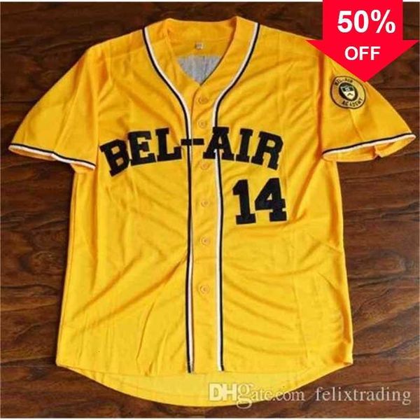 

xflsp glac202 will smith #14 bel-air academy baseball jerseys men stitched yellow the fresh prince of bel-air, Black