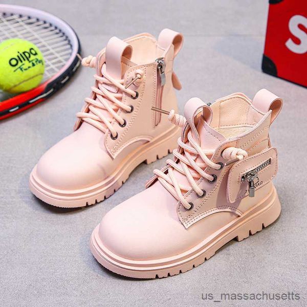 

sneakers girl boots plus sport shoes winter new leather boots children fashion boots boy soft bottom shoes, Black;red