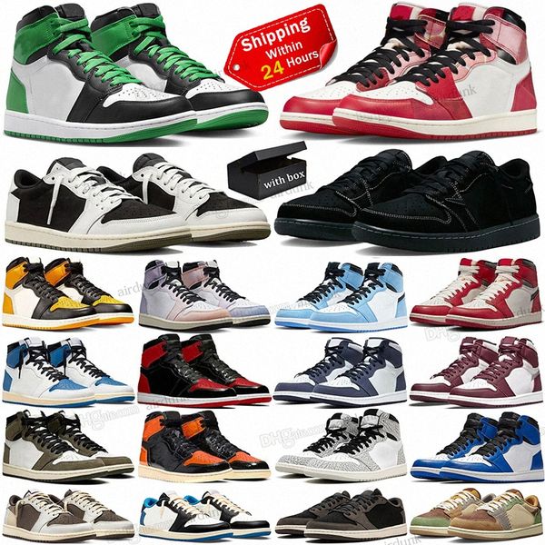 

with box 1 basketball shoes men women 1s low olive black phantom reverse mocha lost found spider verse bred patent lucky green mens trainer