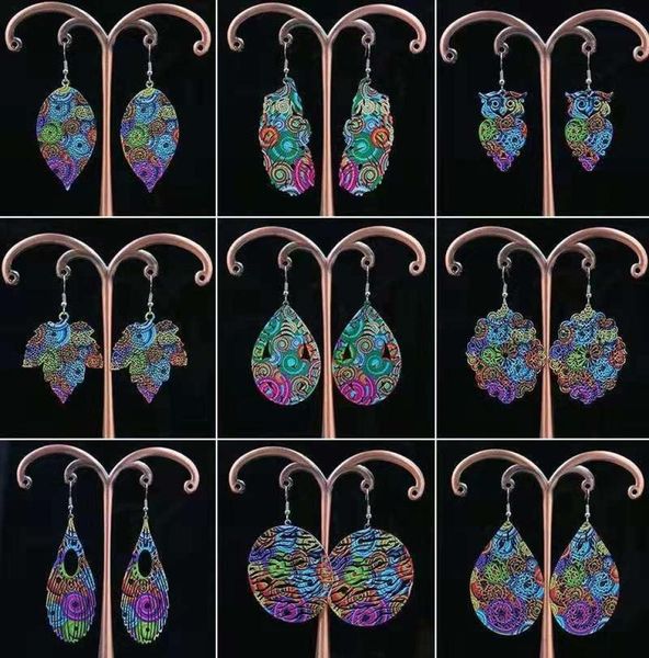 

vintage leaves dangle earrings for women luxury designer bohemian style feather dangling earrings boho ethnic earring jewerly love9139580, Silver