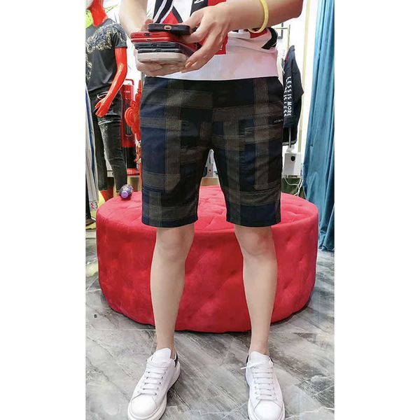 

8a original b urberry shorts and pants online shop summer checkered shorts for mens thin six pocket casual five piece mesh red fashion trend, Black