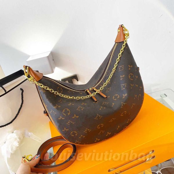 

loop hobo bags gold chain handbag luxuries designers womens coated canvas zipper crossbody shoulder strap bag crescent bottom handbags purse