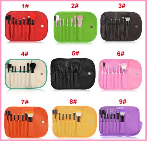 

dhl professional 7 pcs paintbrushes of makeup brushes set tools makeup toiletry kit wool brand make up brush set case py3309290