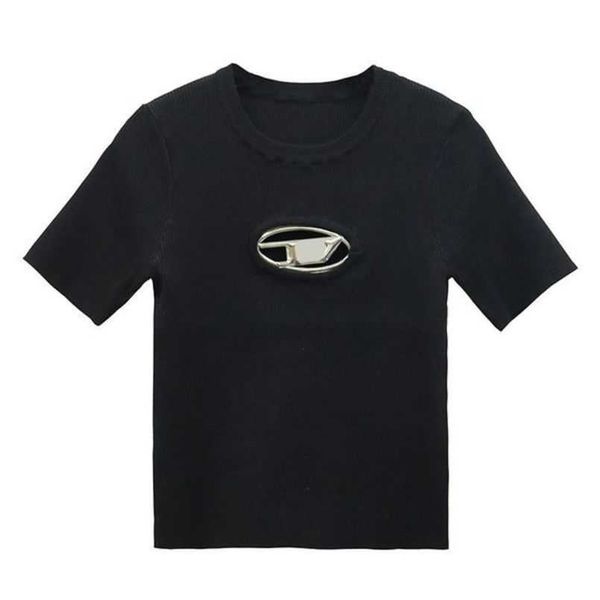 

women's tshirts designer knit diesels tight t-shirt hollow out tee tanks women shirts letter print short sleeve yoga tees woman summer, White