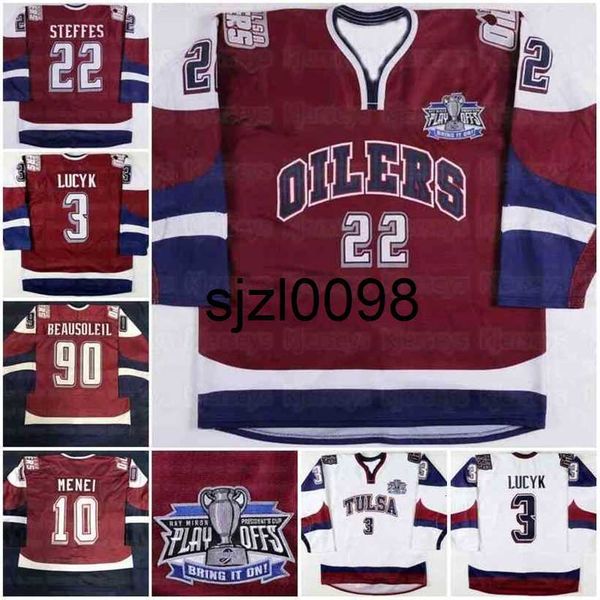 

sj98 ceovintage luke lucyk tulsa oilers hockey jerseys 22 steffes ryan menei 90 beausoleil 11 battaglia jersey customize any number and name, Black