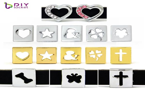 

10pcs 8mm hollow slide charms fit for 8mm wristband bracelet belt pet collar 8 styles can choose lssc881911686587, Black