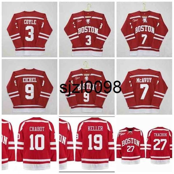 

sj98 boston university hockey 9 jack eichel 7 charlie mcavoy 3 charlie coyle clayton keller diffley thomas chabot brady tkachuck ncaa jersey, Black