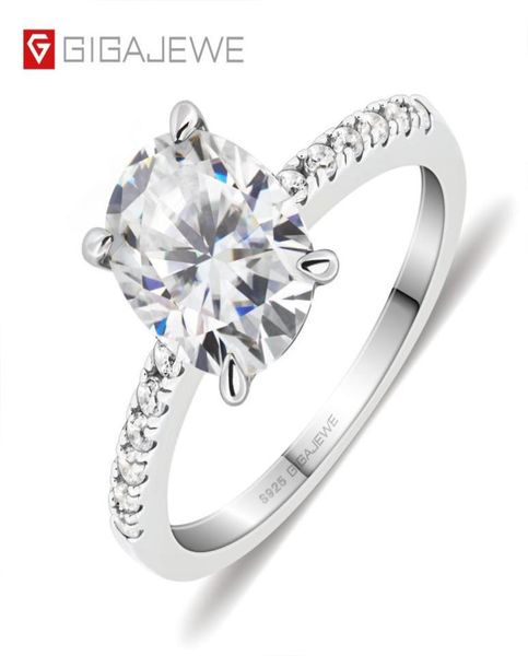 

gigajewe 20ct 7x9mm d oval cut white gold plated ring 925 silver moissanite jewelry claw setting woman girlfriend gift gmsr0405449917, Slivery;golden