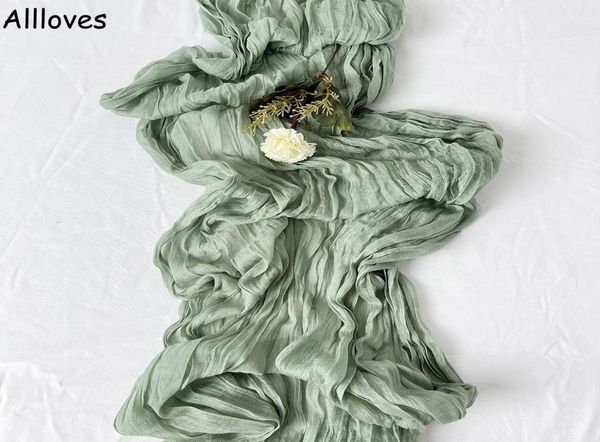 

retro boho country wedding decorations semisheer gauze table runner sage cheesecloth dining setting vintage nuptial party christm7586359