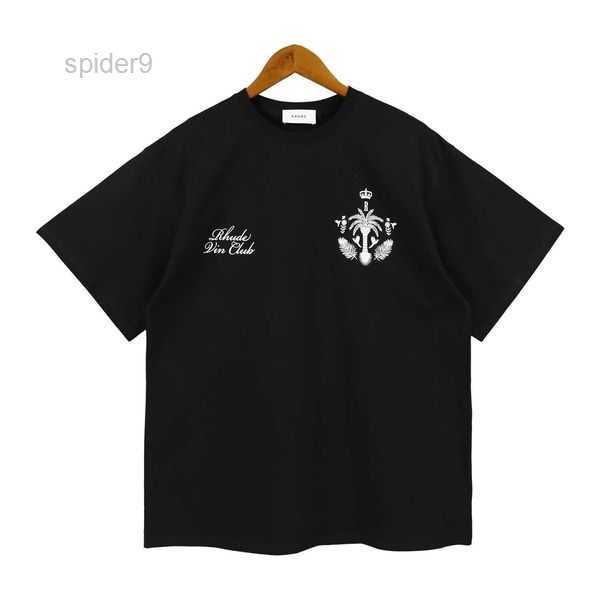 

new fashion brand men's and women's rhude short-sleeved summer casual loose rhude letter printing short-sleeved t-shirt 2 3ld2, White;black