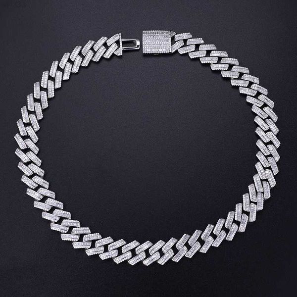 

customized hip-hop jewelry men's cuban link chain with cubic zircon, Silver