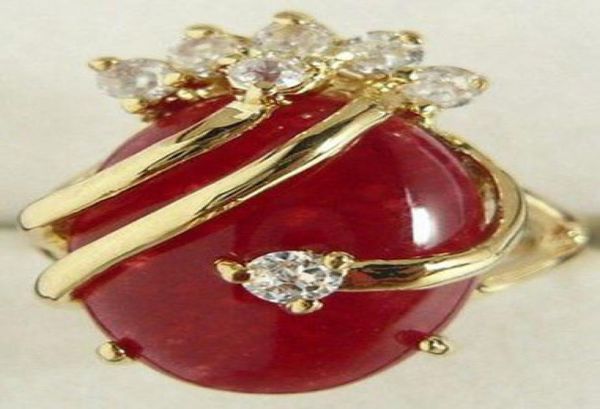 

jewelry gold plated red jade inlay crystal ring 7 8 901238468784, Silver