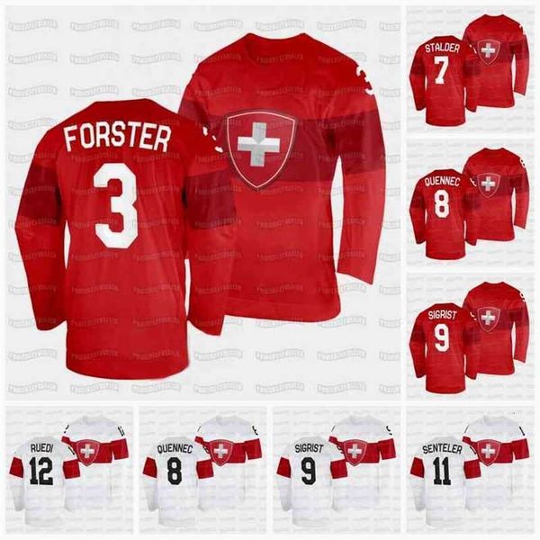 

c2604 c202 switzerland 2022 winter hockey jersey 2 santeri alatalo 3 sarah forster 6 yannick weber 7 lara stalder kaleigh quennec 9 shannon, Black
